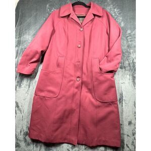 VTG Forecaster Trench Coat Womens 7/8 Rose Wool‎ Plaid Lined Union Made